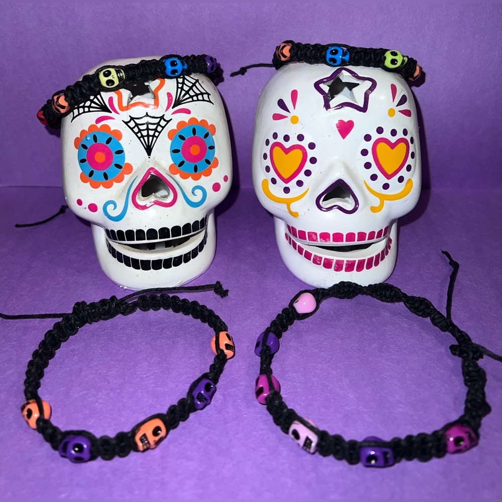 💀 Handmade Skull Hemp Square-Knot Bracelet 💀